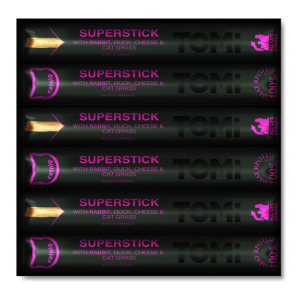 טומי סופרסטיק TOMI SUPERSTICK מקלוני בשר בטעם ארנבת וברווז לחתולים 30 גרם