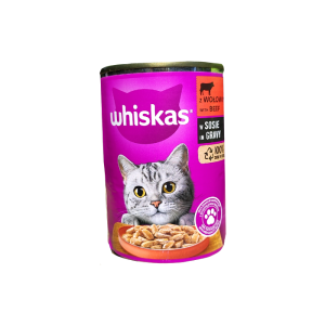 שימורי ויסקס Whiskas בטעם בקר ברוטב 400 גרם